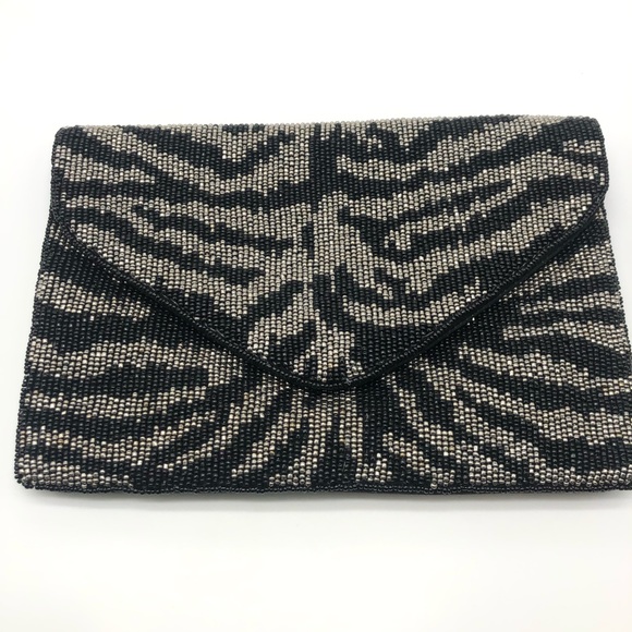 Handmade Beaded Animal Print Clutch or Crossbody - Picture 2 of 5